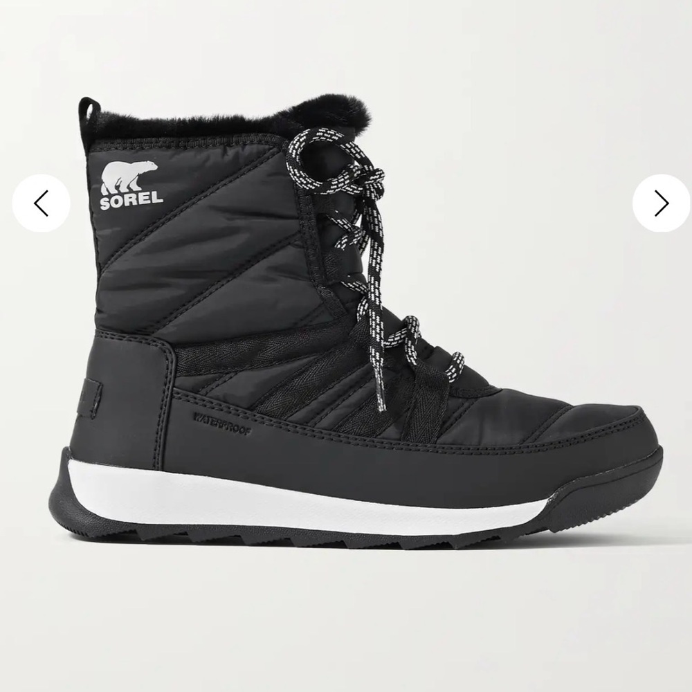 Sorel Whitney Shell Ankle Boots Faux Fur 8.5 Black